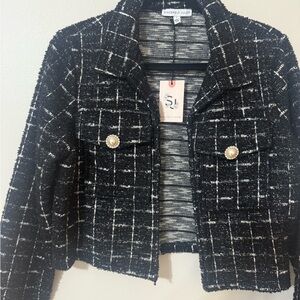 Sincerely Jules Black and White Tweed Blazer, Brand New, size Large